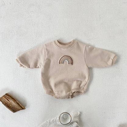 Cozy Rainbow Embroidered Cotton Baby Romper