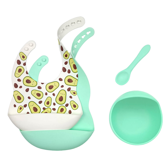 GripSafe™ Feeding Set - 4 Piece - Guac 'n' Aqua