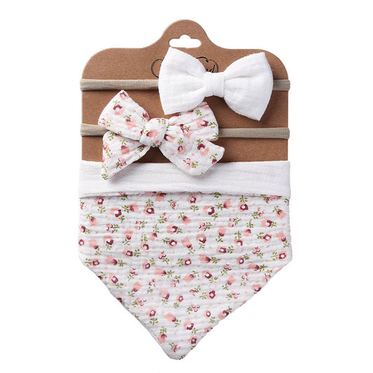 Blush Blossoms - Bib & Bow Set 3 Piece