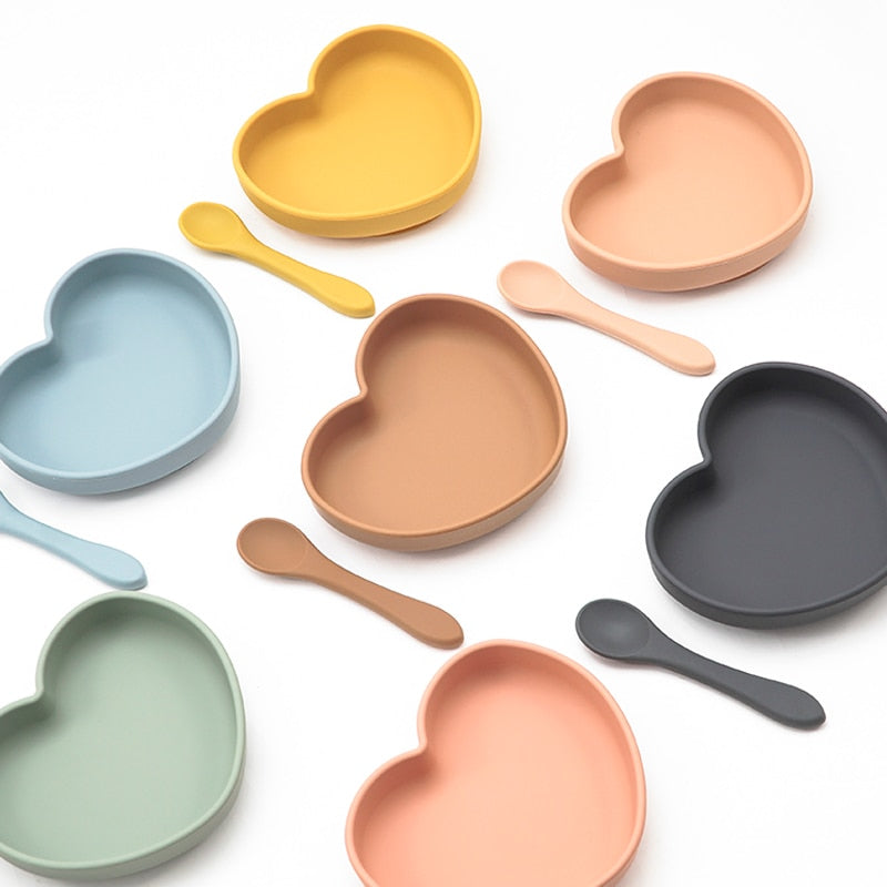 Adore-a-Meal Heart Plate & Spoon - Mustard