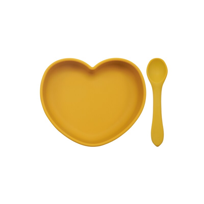 Adore-a-Meal Heart Plate & Spoon - Mustard