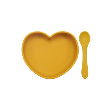 Adore-a-Meal Heart Plate & Spoon - Mustard