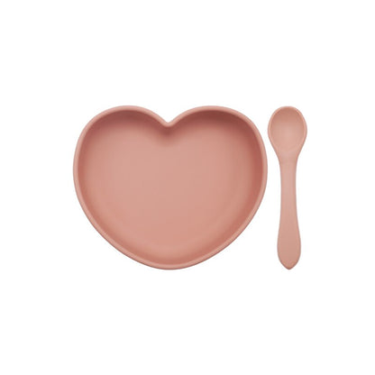 Adore-a-Meal Heart Plate & Spoon - Apricot