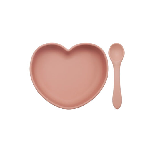 Adore-a-Meal Heart Plate & Spoon - Apricot