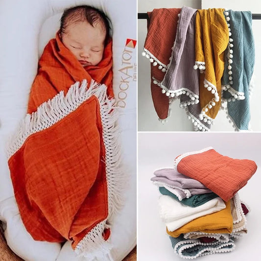 Organic Cotton Baby Tassel Blanket