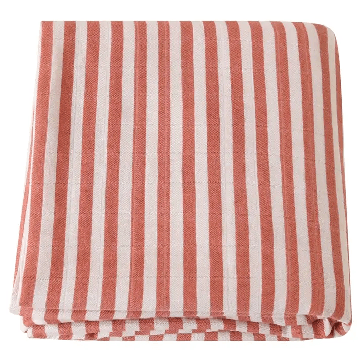 Organic Bamboo Muslin Swaddle - Clay Stripes