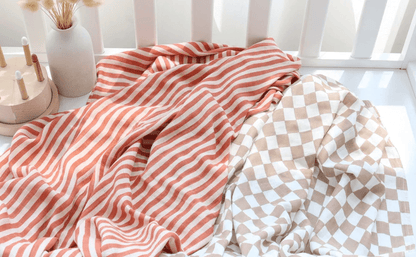 Organic Bamboo Muslin Swaddle - Clay Stripes