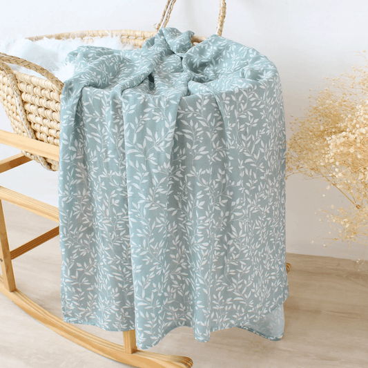 Organic Bamboo Muslin Swaddle - Sage Blossoms