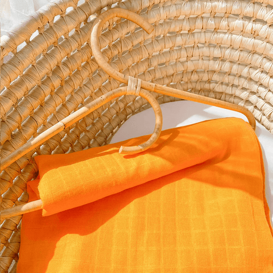 Organic Bamboo Muslin Swaddle - Tangerine Orange