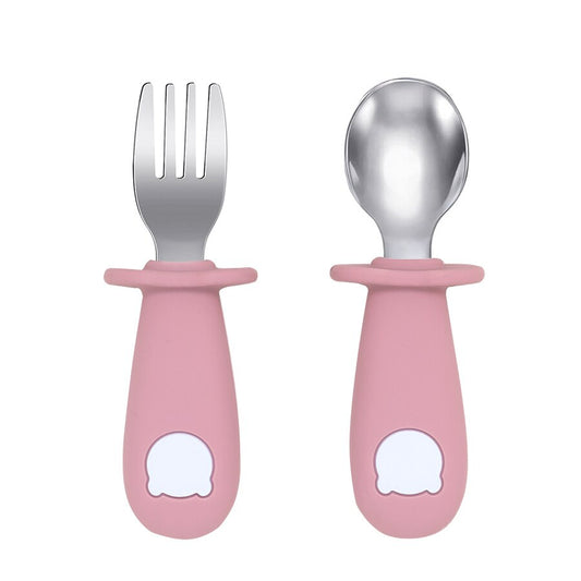 MiniMunch™ Cutlery Set with Silicone Handles - Blush Pink