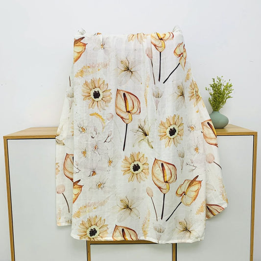 Organic Bamboo Muslin Swaddle - Floral Delights