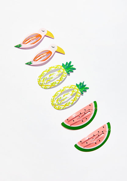 Tropical Twist Hair Clip Collection - 3 pairs