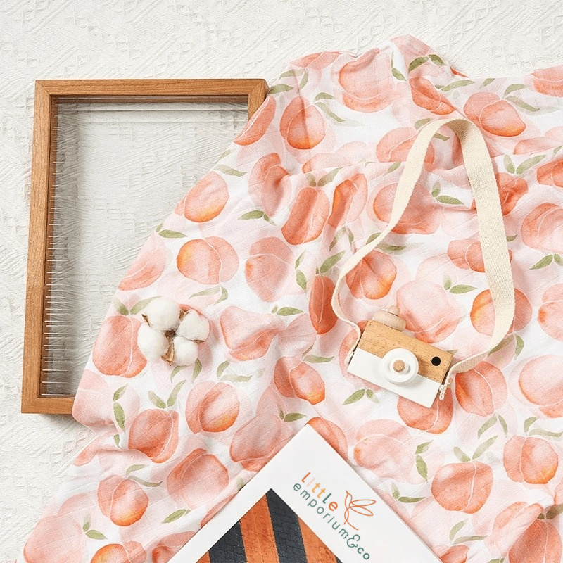 Organic Bamboo Muslin Swaddle - Pastel Peach