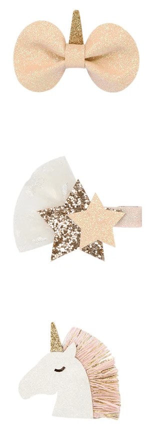 Unicorn Star Hair Clips - 3 Piece Collection