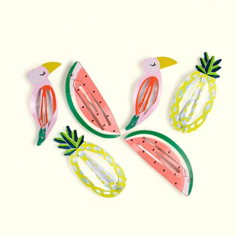 Tropical Twist Hair Clip Collection - 3 pairs