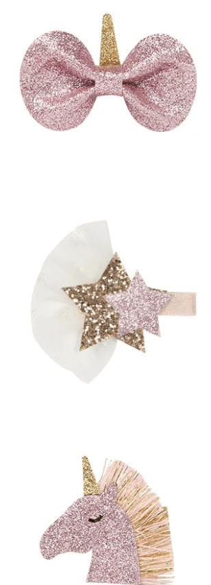 Unicorn Star Hair Clips - 3 Piece Collection